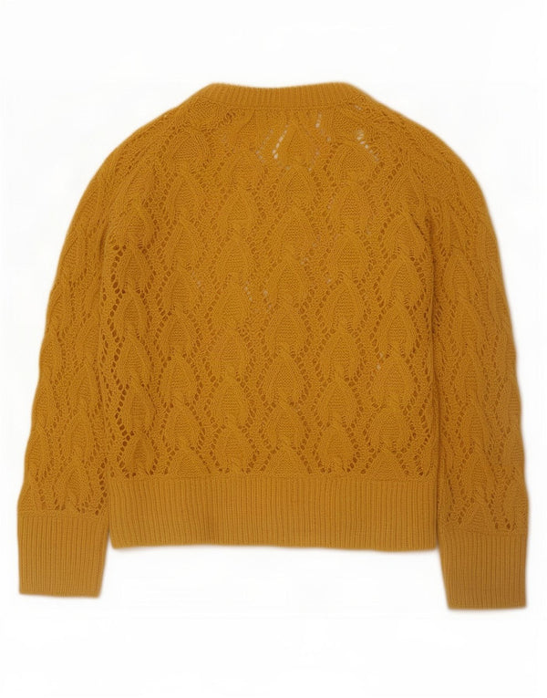 Zara Womens Cardigan Sweater UK 10 Small Yellow Acrylic