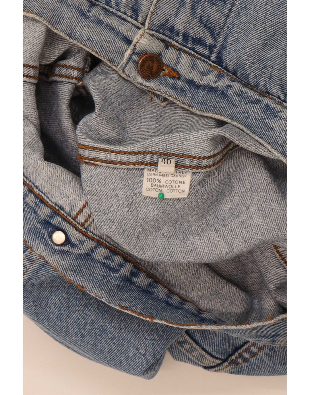 Benetton Mens Denim Jacket IT 46 Small Blue Cotton