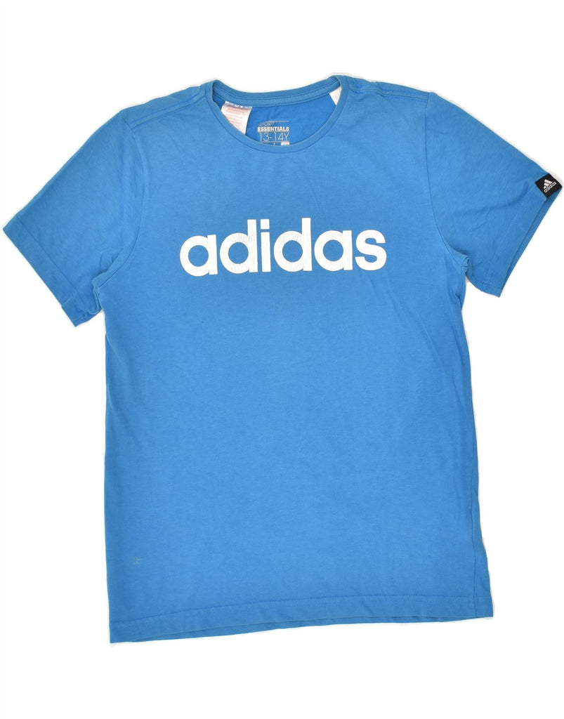 ADIDAS Boys Climalite Graphic T-Shirt Top 13-14 Years Blue Cotton | Vintage Adidas | Thrift | Second-Hand Adidas | Used Clothing | Messina Hembry 