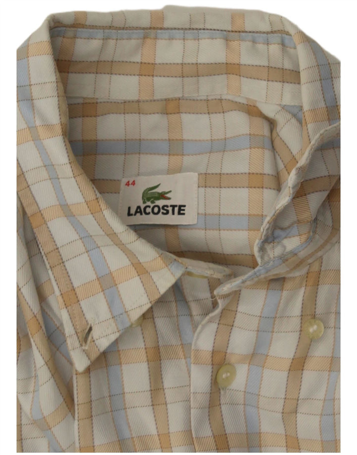 Lacoste Mens Shirt Size 44 XL Off White Check