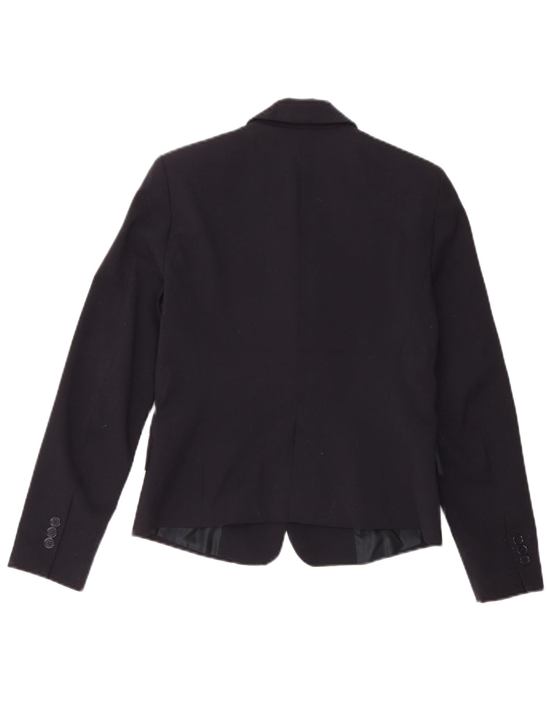 Zara Womens 1 Button Blazer Jacket UK 12 Medium Navy Blue Polyester