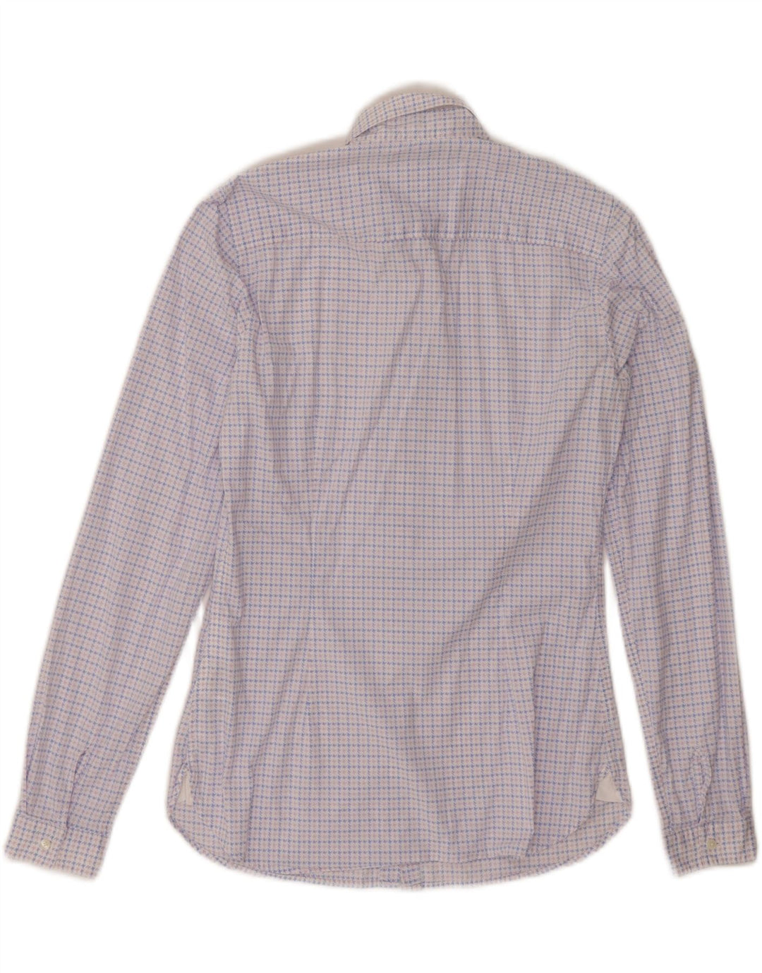 TOMMY HILFIGER Womens Fitted Shirt US 4 Small Blue Houndstooth Cotton