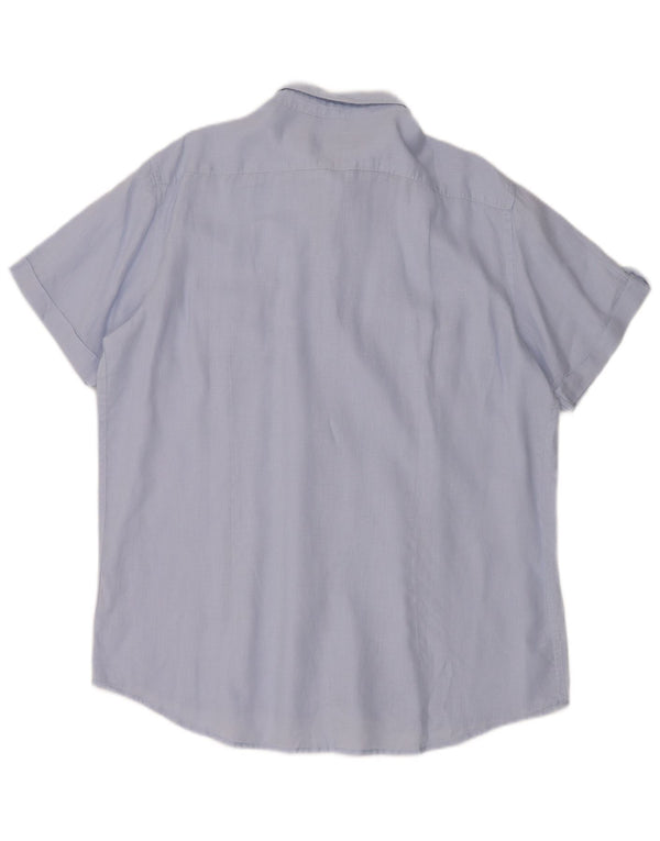 Carrera Mens Short Sleeve Shirt XL Blue Linen