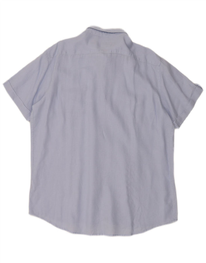 Carrera Mens Short Sleeve Shirt XL Blue Linen