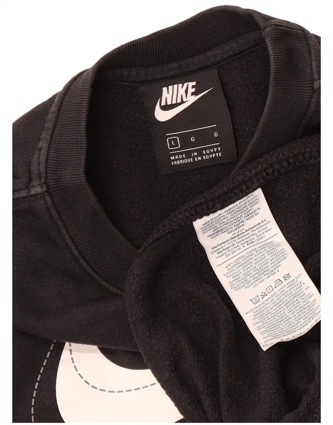 Nike Mens Graphic Sweatshirt Jumper Large Black Cotton
