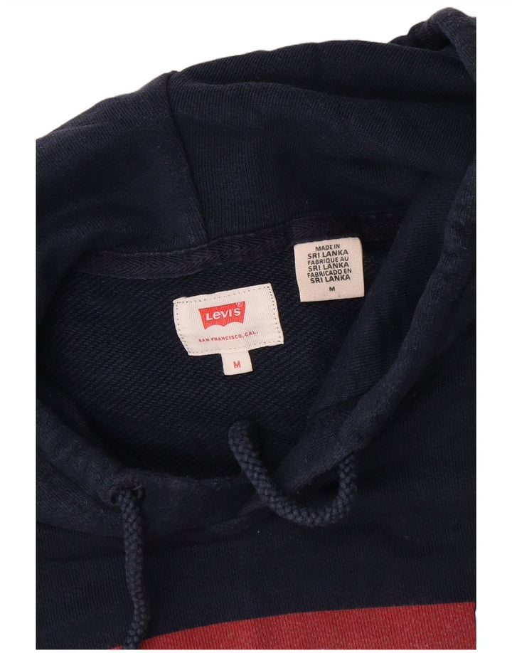 Levi's Mens Graphic Hoodie Jumper Medium Navy Blue Cotton
