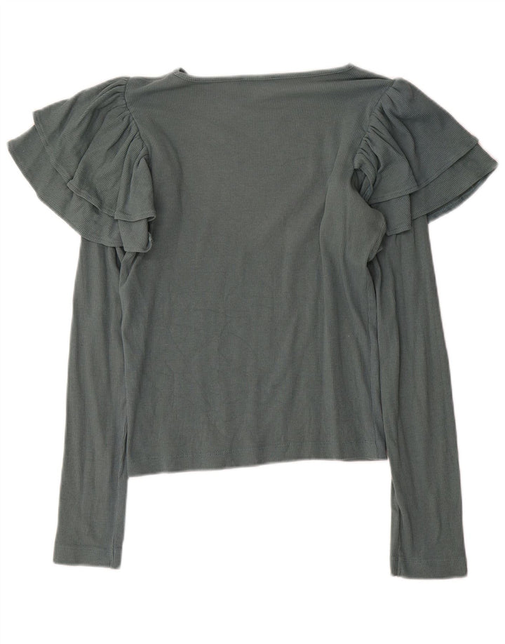 Zara Womens Top Long Sleeve UK 12 Medium Grey