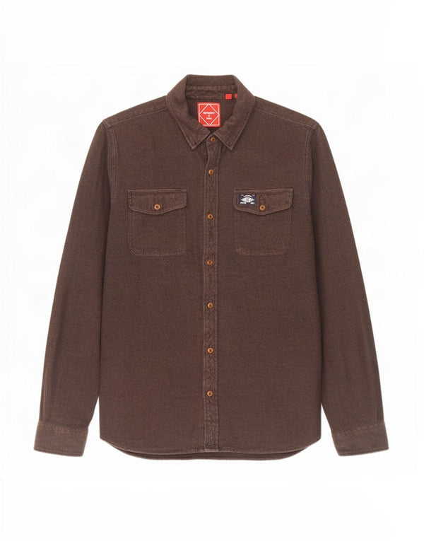 Superdry Mens Flannel Shirt Large Brown Cotton