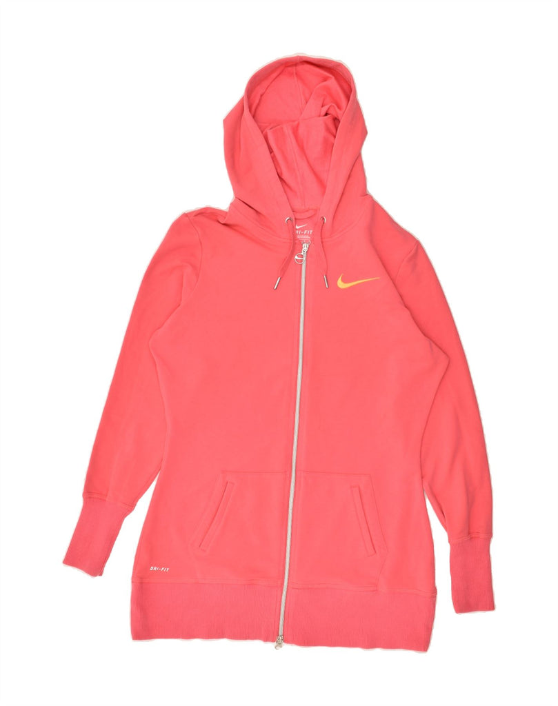 NIKE Womens Dri Fit Graphic Zip Hoodie Sweater UK 16/18 Large Pink Cotton | Vintage Nike | Thrift | Second-Hand Nike | Used Clothing | Messina Hembry 