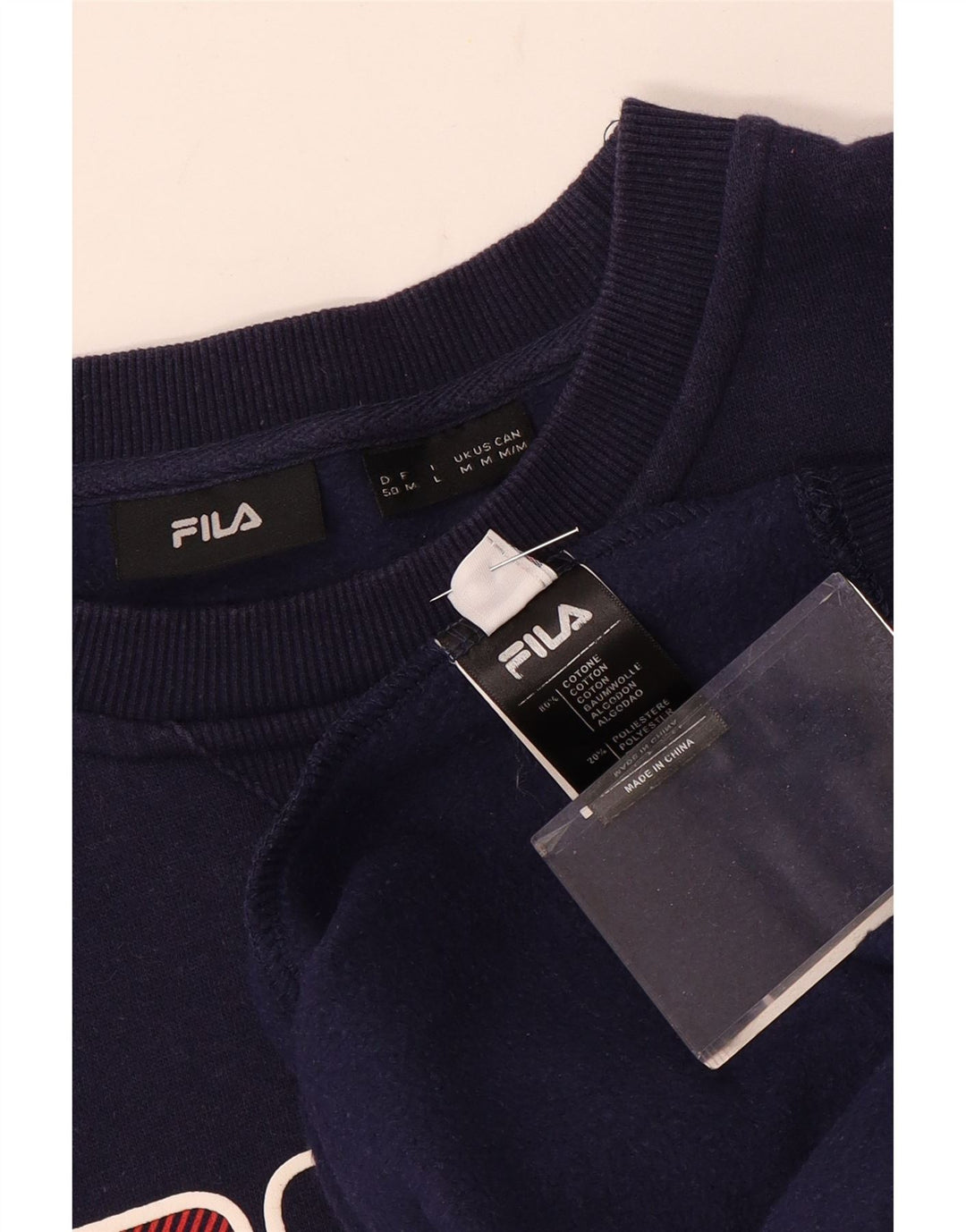 Fila Mens Graphic Sweatshirt Jumper Medium Navy Blue Cotton