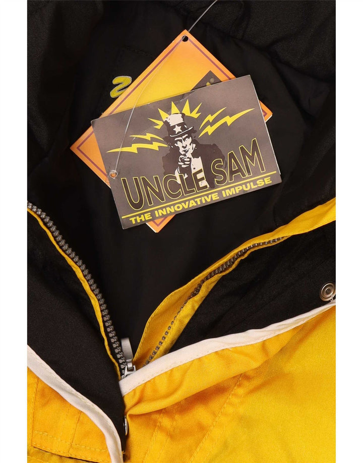 Uncle Sam Womens Oversized Padded Jacket UK 10 Small Yellow Colourblock