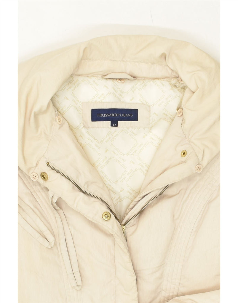 TRUSSARDI Womens Padded Jacket IT 42 Medium Beige Polyester | Vintage Trussardi | Thrift | Second-Hand Trussardi | Used Clothing | Messina Hembry 