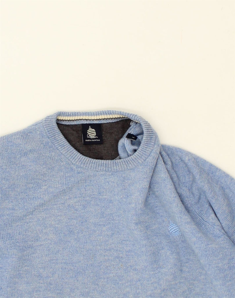 MARINA YACHTING Mens Crew Neck Jumper Sweater Large Blue Wool | Vintage Marina Yachting | Thrift | Second-Hand Marina Yachting | Used Clothing | Messina Hembry 