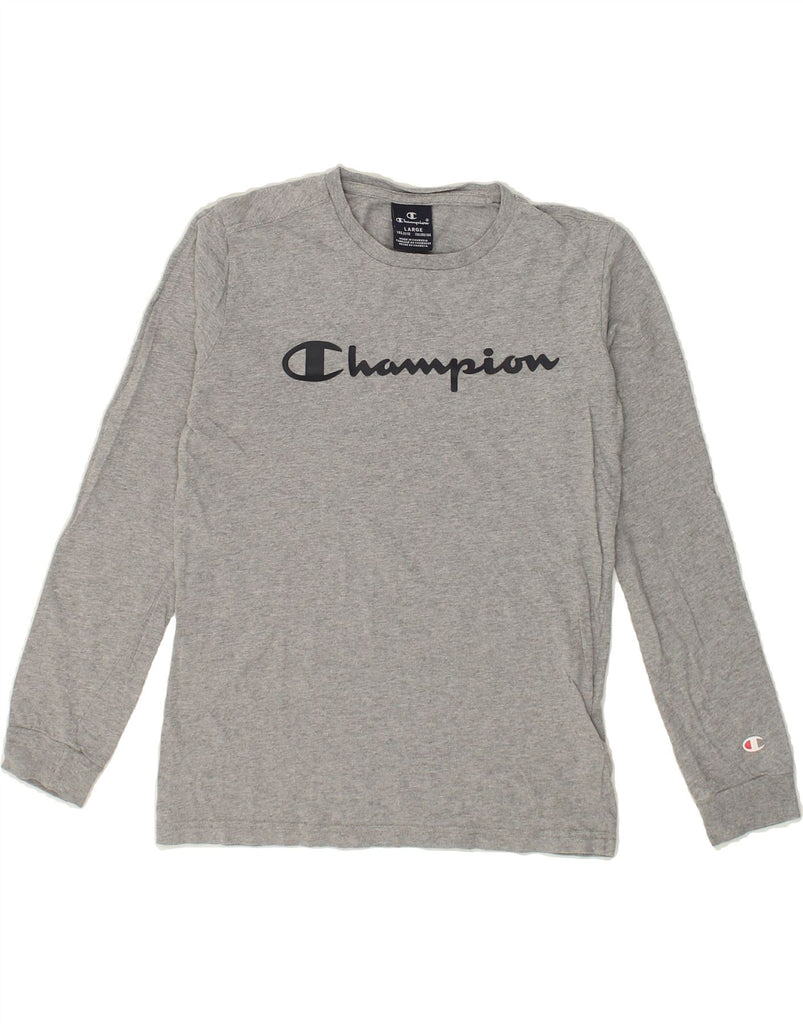 CHAMPION Boys Graphic Top Long Sleeve 11-12 Years Large  Grey Cotton | Vintage Champion | Thrift | Second-Hand Champion | Used Clothing | Messina Hembry 