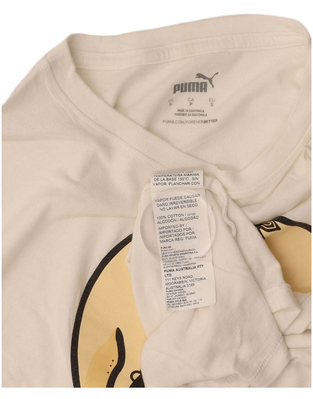 PUMA Mens Graphic T-Shirt Top Small Off White Cotton