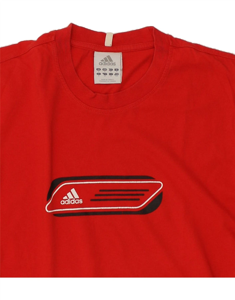 ADIDAS Mens Graphic T-Shirt Top Medium Red Cotton Vintage Adidas and Second-Hand Adidas from Messina Hembry 