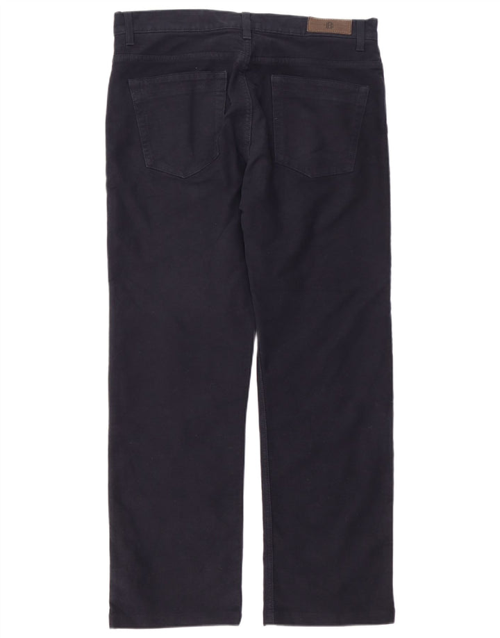 BLUE HARBOUR Mens Straight Casual Trousers W34 L29 Navy Blue Cotton