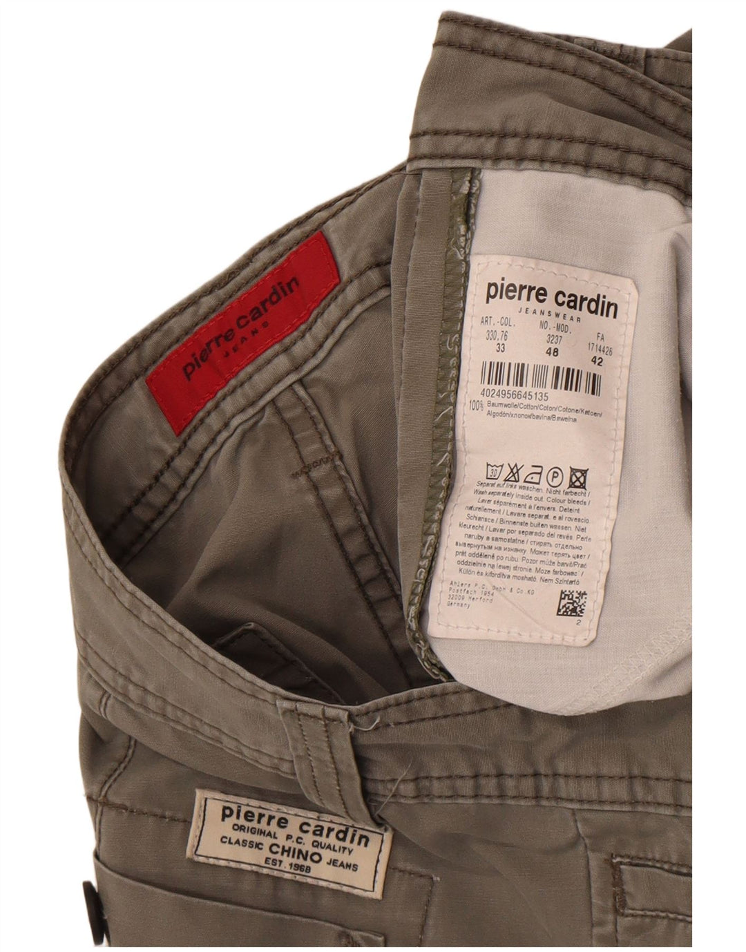 Pierre Cardin Mens Cargo Bermuda Shorts W33 Medium Grey Cotton