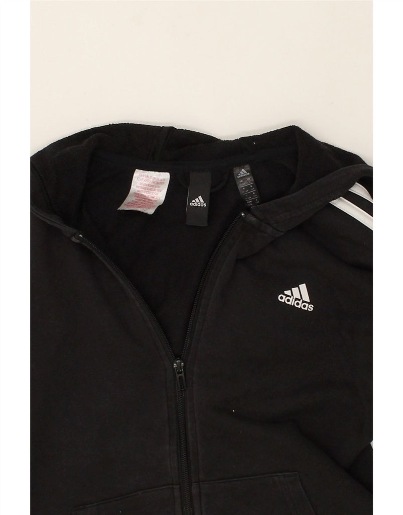 ADIDAS Boys Zip Hoodie Sweater 13-14 Years Black Cotton | Vintage Adidas | Thrift | Second-Hand Adidas | Used Clothing | Messina Hembry 