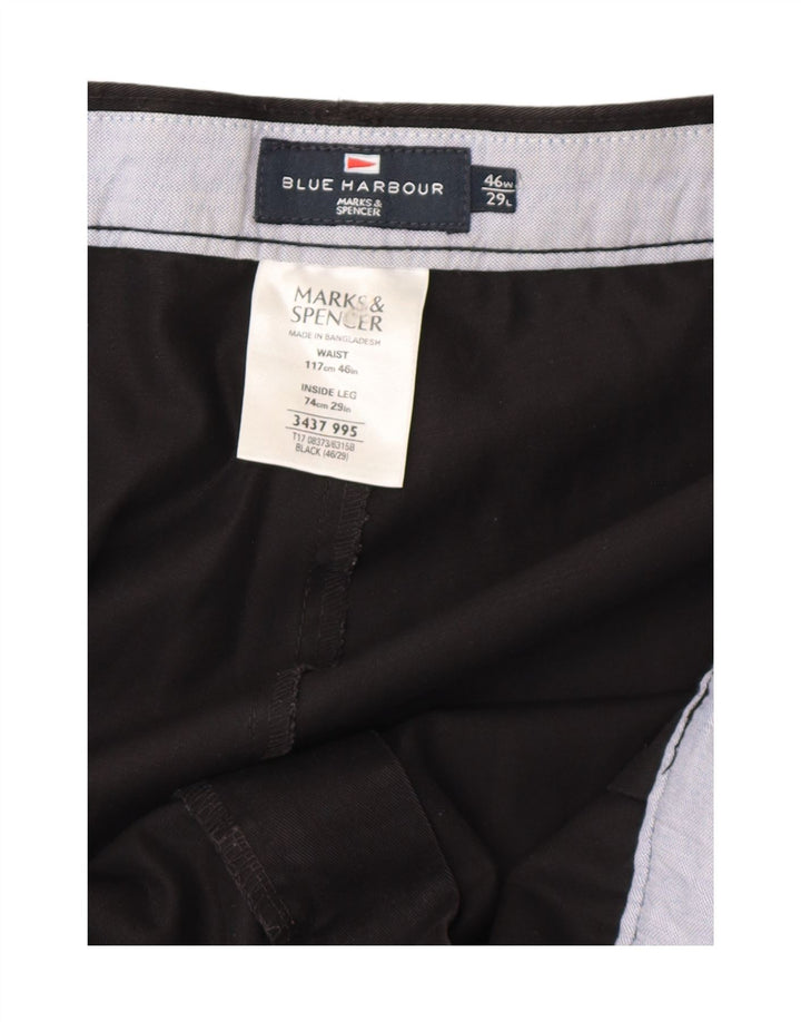 Marks & Spencer Mens Pegged Chino Trousers W46 L29 Black Cotton