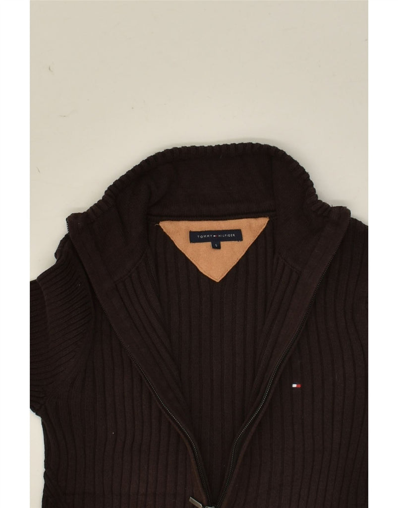 TOMMY HILFIGER Womens Cardigan Sweater UK 8 Small Brown Cotton | Vintage Tommy Hilfiger | Thrift | Second-Hand Tommy Hilfiger | Used Clothing | Messina Hembry 