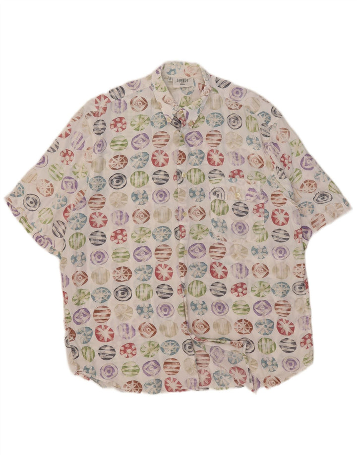 Giunco Mens Short Sleeve Shirt Size 42 16 1/2 Large Multicoloured Geometric