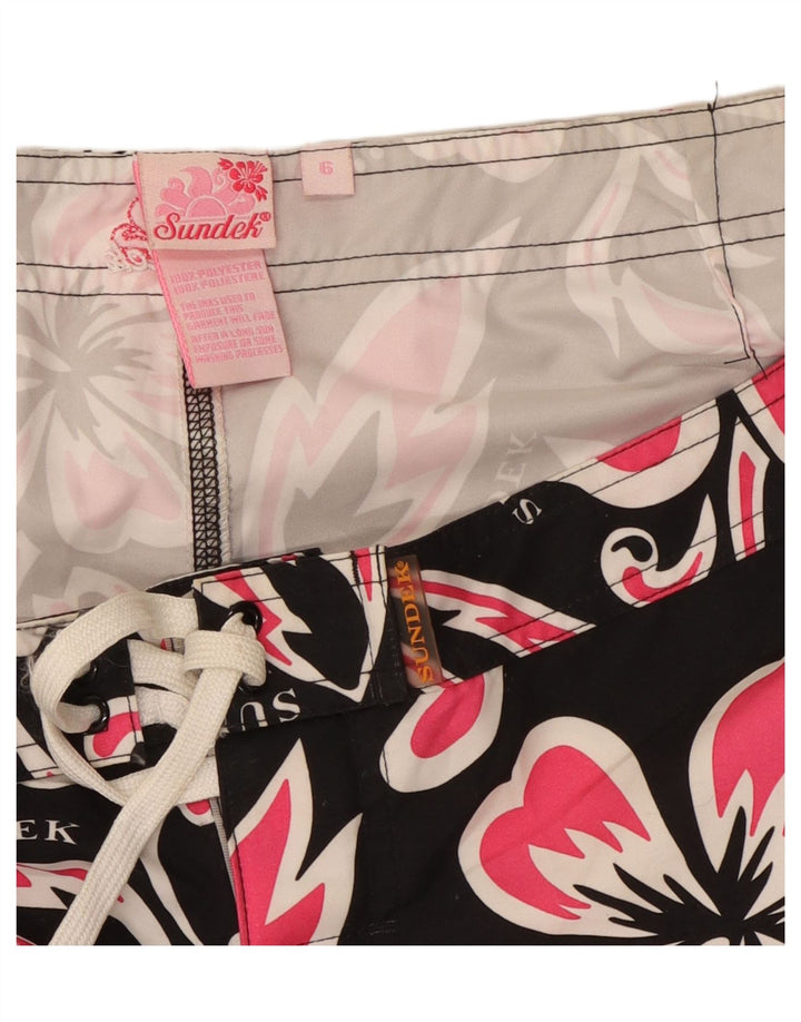 SUNDEK Womens Swimming Shorts US 6 Medium  Black Floral Polyester