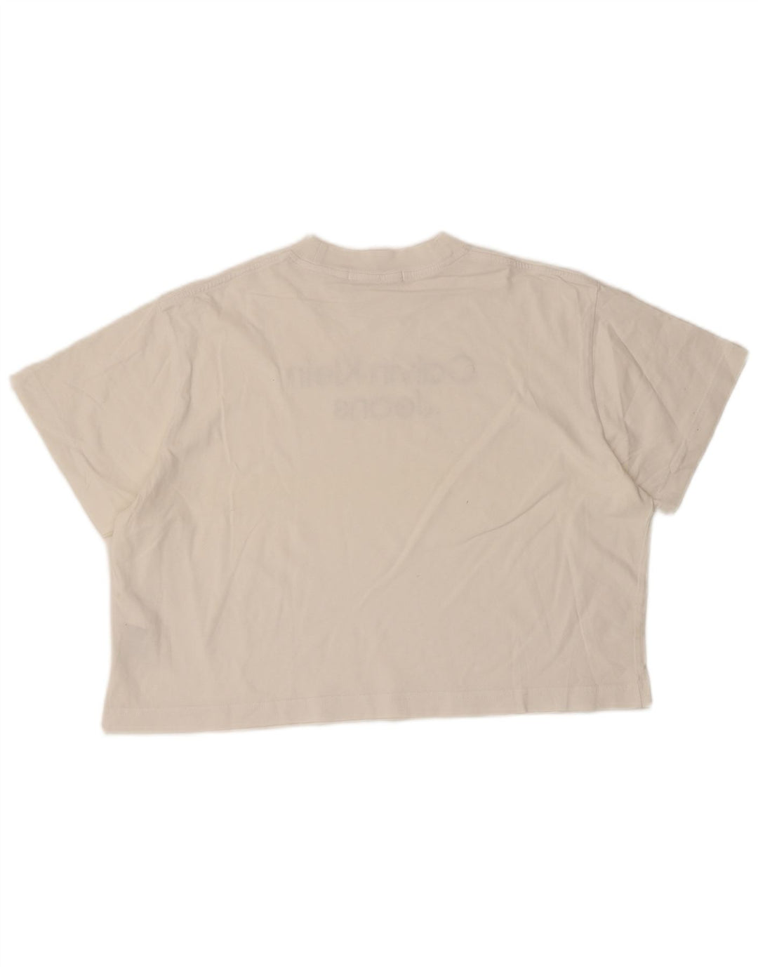 Calvin Klein Jeans Womens Crop Graphic T-Shirt Top UK 14 Medium White