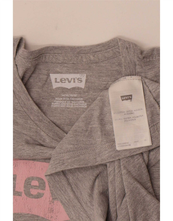 Levi's Womens Graphic T-Shirt Top UK 12 Medium Grey Flecked Cotton