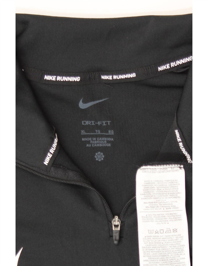 Nike Womens Dri Fit Graphic Zip Neck Pullover Tracksuit Top UK 18 XL Black