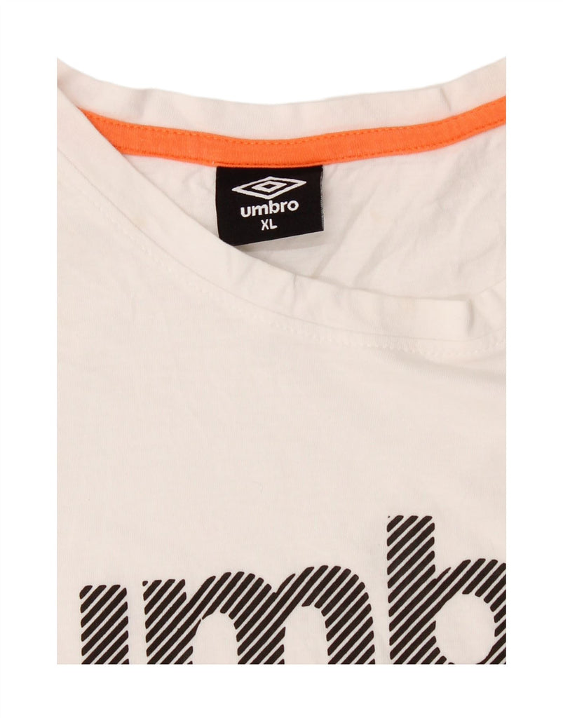 UMBRO Boys Graphic T-Shirt Top 13-14 Years XL White Cotton Vintage Umbro and Second-Hand Umbro from Messina Hembry 