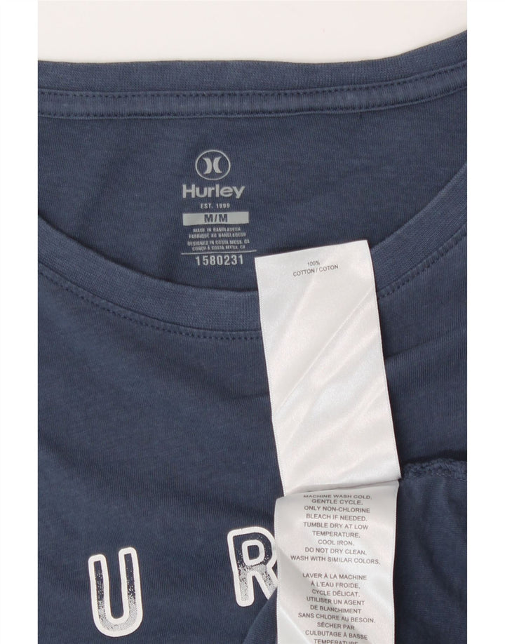 Hurley Mens Graphic T-Shirt Top Medium Navy Blue Cotton