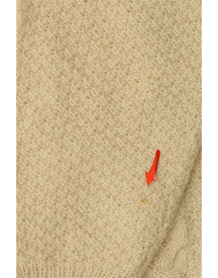 Vintage Mens V-Neck Jumper Sweater Large Beige