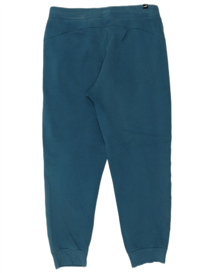 Puma Mens Graphic Tracksuit Trousers Joggers Medium Blue Colourblock Cotton