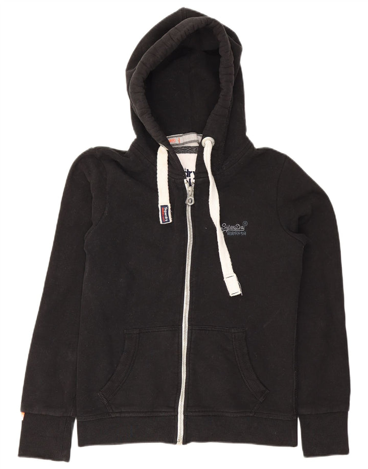 Superdry Mens Zip Hoodie Sweater Small Black Cotton
