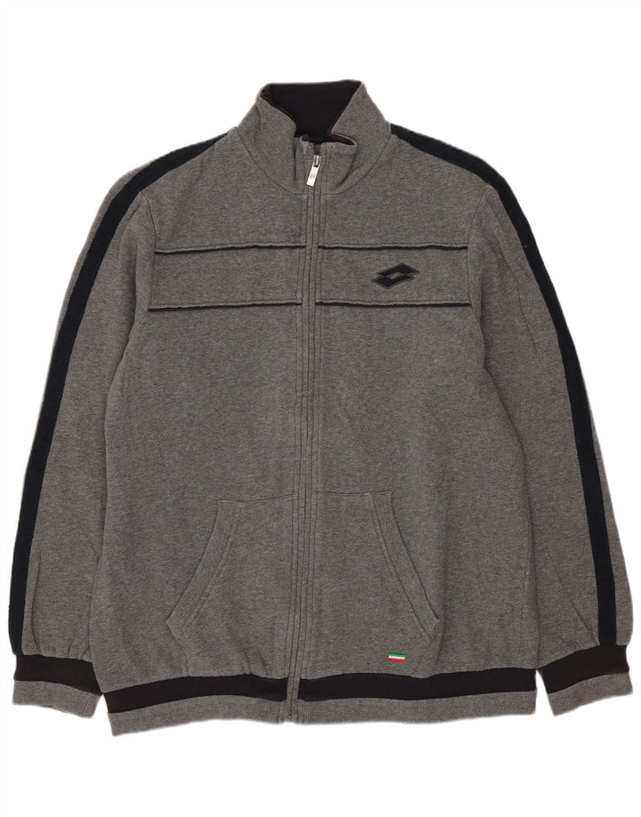 Lotto Mens Tracksuit Top Jacket Large Grey Colourblock Cotton