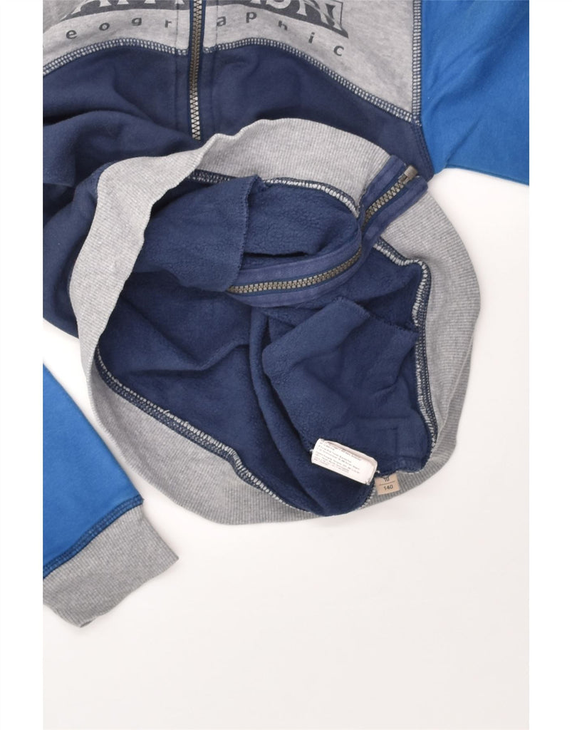 NAPAPIJRI Boys Graphic Zip Hoodie Sweater 9-10 Years Blue Colourblock | Vintage Napapijri | Thrift | Second-Hand Napapijri | Used Clothing | Messina Hembry 