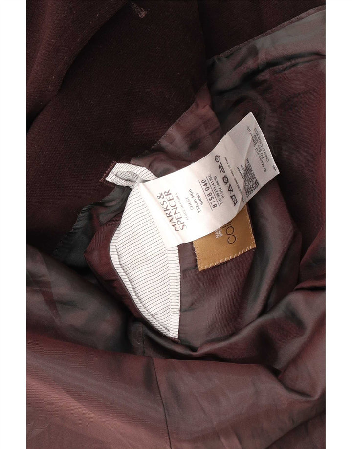 Marks & Spencer Mens Short 2 Button Blazer Jacket UK 44 XL Maroon Polyester