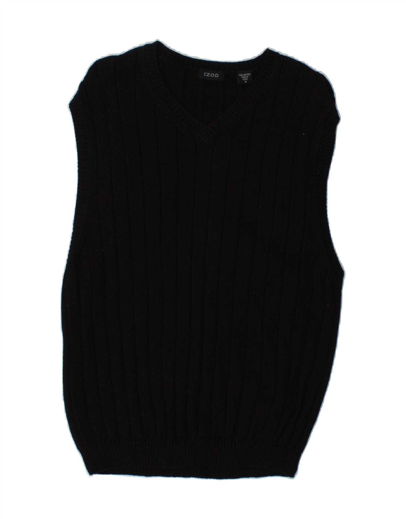 IZOD Mens Vest Tank Top Medium Black Cotton Vintage Second