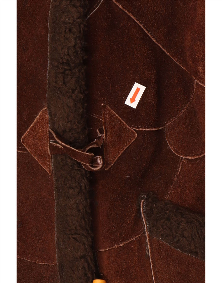 VINTAGE Womens Shearling Jacket UK 14 Medium Brown