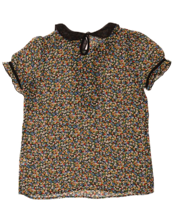 Topshop Womens See Through Blouse Top UK 12 Medium Multicoloured Floral