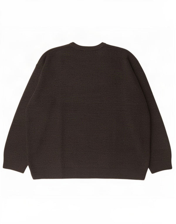 Lacoste Mens V-Neck Jumper Sweater Size 6 XL Grey Virgin Wool