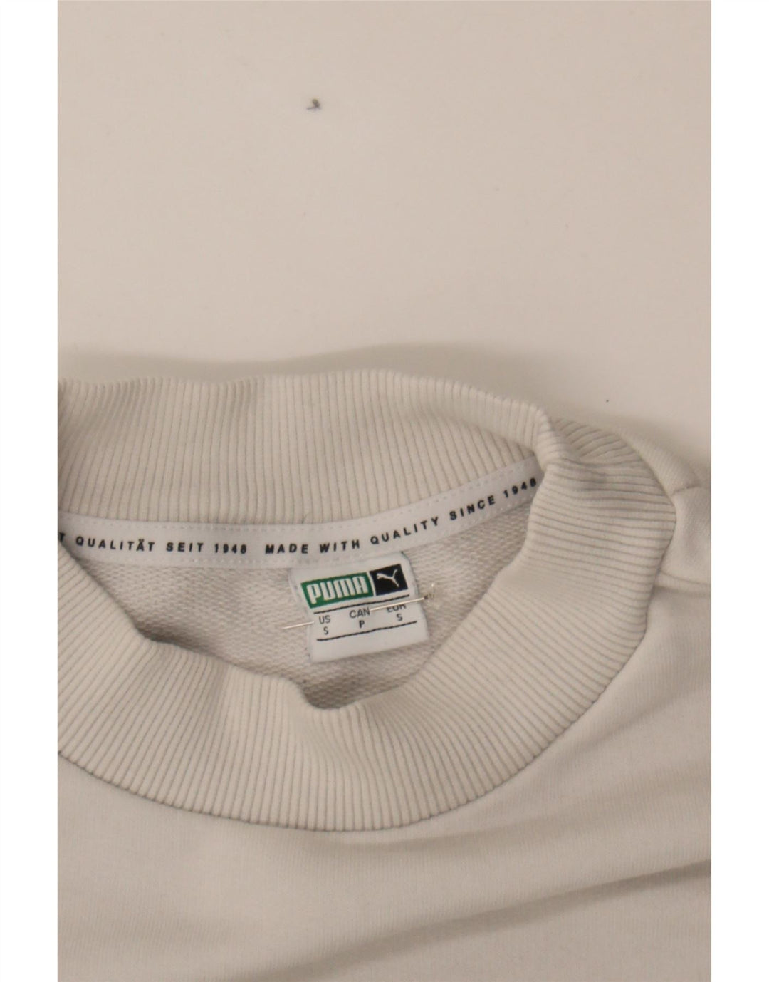 PUMA Womens Oversized Sweatshirt Jumper UK 10 Small White Colourblock Vintage Puma and Second-Hand Puma from Messina Hembry 