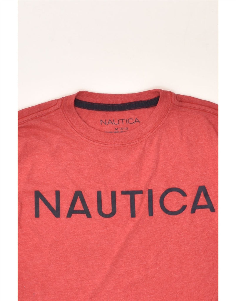 NAUTICA Boys Graphic Top Long Sleeve 10-11 Years Medium  Red Cotton | Vintage Nautica | Thrift | Second-Hand Nautica | Used Clothing | Messina Hembry 