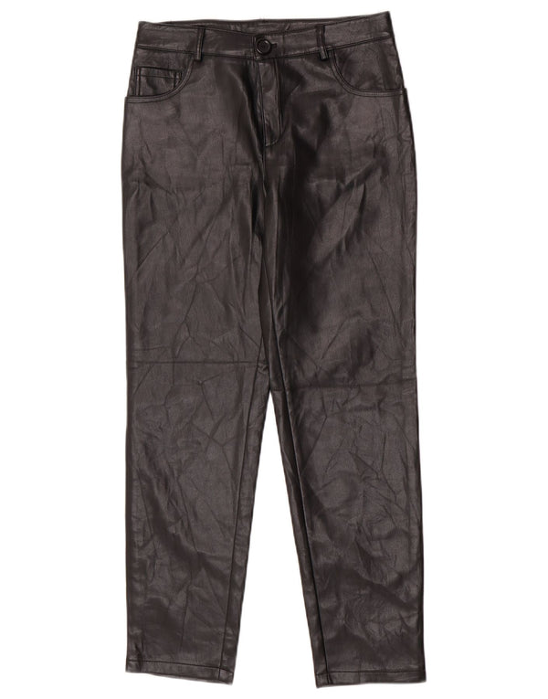 Guess Womens Tapered Faux Leather Trousers UK 14 Medium W28 L26 Black