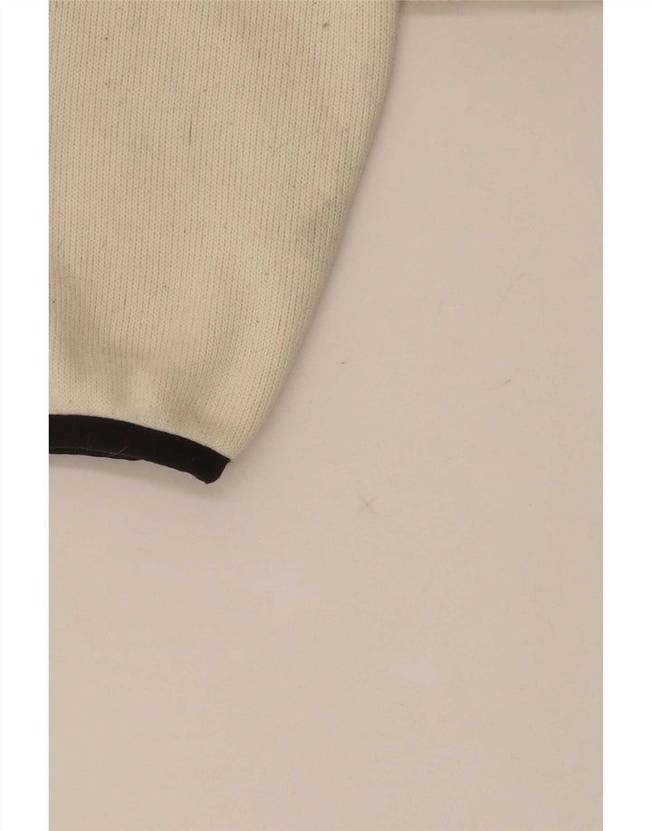 Dkny Womens 1/4 Zip Oversized Sweatshirt Jumper UK 6 XS Off White Polyester