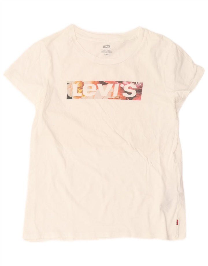 Levi's Womens Graphic T-Shirt Top UK 12 Medium White Cotton
