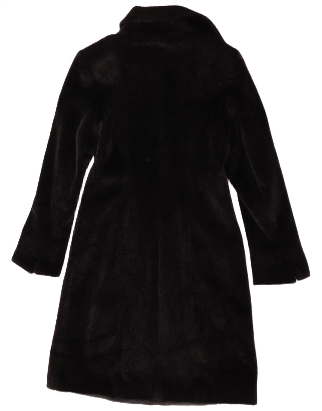 Vintage Womens Faux Fur Overcoat IT 42 Medium Black Polyester