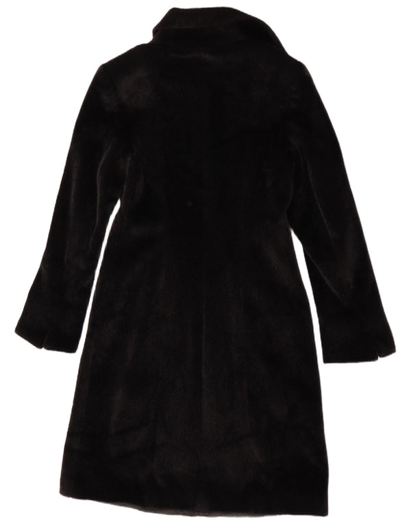 Vintage Womens Faux Fur Overcoat IT 42 Medium Black Polyester