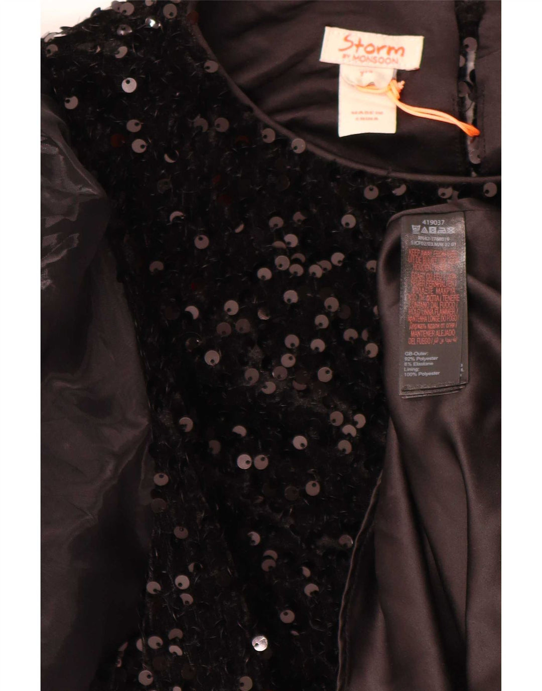 Monsoon Girls Sequin A-Line Dress 12-13 Years Black Polyester